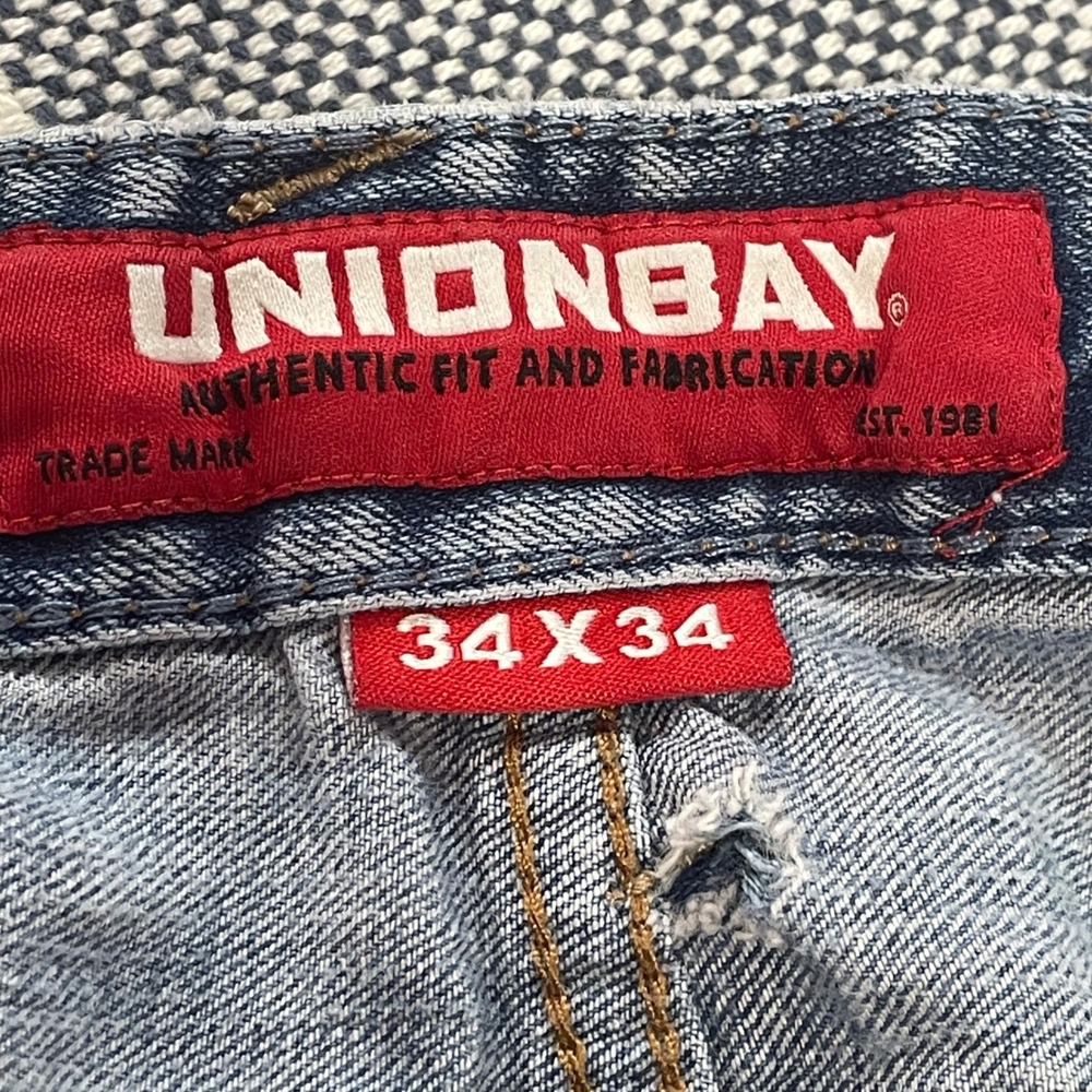 Unionbay Mens Distressed Straight Leg Jeans 34x34 (Fit 34x33) Stained - Picture 4 of 16